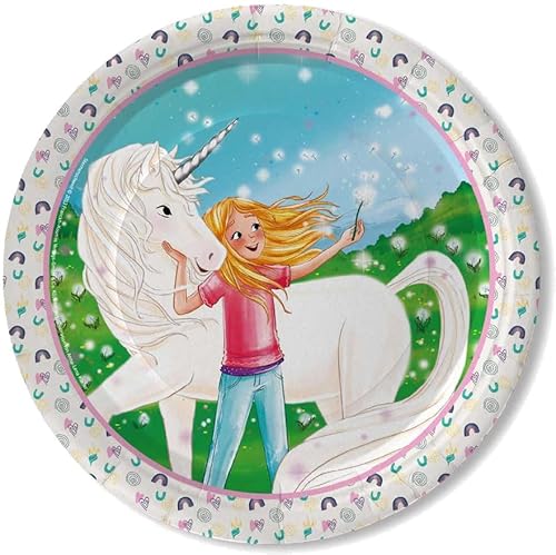 DH-Konzept 8 Partyteller * STERNENSCHWEIF * für Kindergeburtstag und Mottoparty | Teller aus Pappe, Ø23cm | Laura Mädchen Pferde Einhorn Kinder Party Geburtstag von DH-Konzept