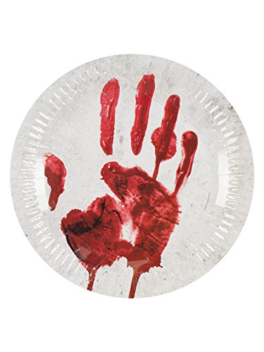 DH-Konzept Blutige Hand Pappteller Halloween-Party-Deko 10 Stück Weiss-rot 23cm Einheitsgröße von DH-Konzept