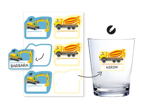 Namensaufkleber * BAUSTELLE * zum Beschriften | 6 Sticker auf einem A5 Bogen | als ergänzende Alternative zu Pappbecher | Bauarbeiter Bagger Aufkleber zum Kindergeburtstag & Basteln Namensaufkleber * BAUSTELLE * zum Beschriften | 6 Sticker auf einem A5 Bogen | als ergänzende Alternative zu Pappbecher | Bauarbeiter Bagger Aufkleber zum Kindergeburtstag & Basteln von DH-Konzept