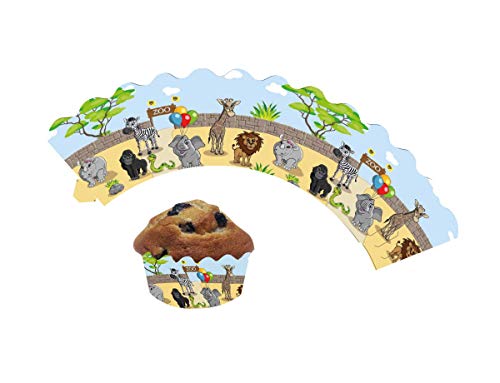 DH-Konzept: 12 Cupcake Banderolen * Zoo & ZOOTIERE * für Kinderparty und Kindergeburtstag | Kinder Cup Cake Muffins Party Set von DH-Konzept: