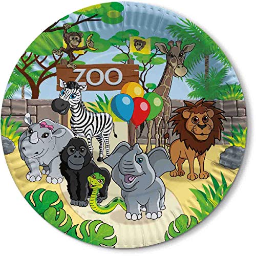 DH-Konzept: 8 Teller * Zoo & ZOOTIERE * für Kindergeburtstag und Mottoparty | Kinder Pappteller Partyteller Tiere Party Set von DH-Konzept