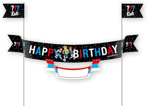DH-Konzept Kuchenbanner 'DREI FRAGEZEICHEN KIDS' 23 cm x 15 cm, 1 Stück, Blau und Gelb, Geburtstag DH-Konzept Kuchenbanner 'DREI FRAGEZEICHEN KIDS' 23 cm x 15 cm, 1 Stück, Blau und Gelb, Geburtstag von DH-Konzept