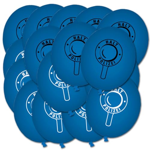 Luftballons Polizei Kindergeburtstag Polizeikellen Motiv - 2 x 8 blaue Ballons mit passendem Motiv für die Polizei Mottoparty (16 Stück) von DH-Konzept