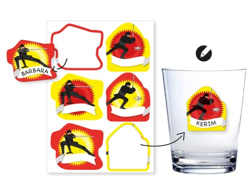 Ninja Aufkleber mit Namensfeld 6 Stück Gläsersticker // Ninja Sticker für Gläser // Bechersticker Ninja von DH-Konzept