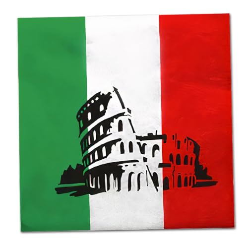 Papierservietten mit Italien Flagge Motiv – 40 Stück, 33x33 cm, 1/4 Falz, 3-lagig für italienischen Abend, Fanparty, Nationalfeiertag, Länderdeko oder Mottopartys (2 x 20 Servietten) von DH-Konzept