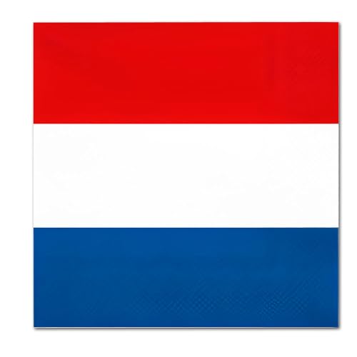 Papierservietten mit Niederlande Flagge Motiv – 100 Stück, 33x33 cm, 1/4 Falz, 3-lagig für holländischen Abend, Fanparty, Nationalfeiertag, Länderdeko oder Mottopartys (5 x 20 Servietten) von DH-Konzept