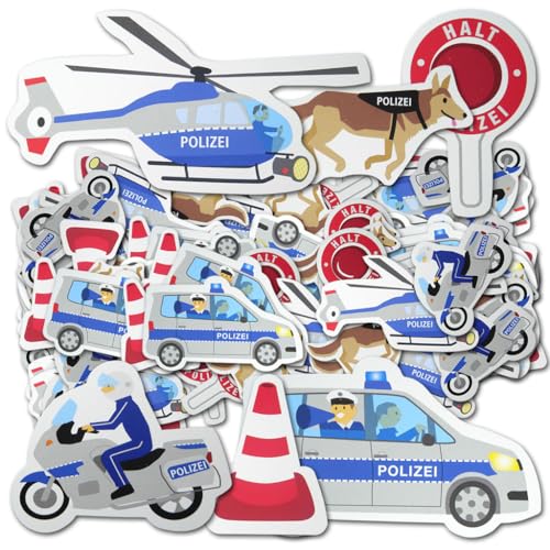 240 Polizei Tischdeko Motive aus Kartonpapier - Dekomotive für Kindergeburtstag oder zum Basteln, 6 verschiedene Polizeimotive, beidseitig bedruckt (10 x 24 Stück) von DH-Konzept