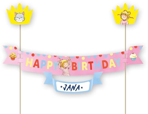 Tortenbanner * MEINE FREUNDIN CONNI * als Deko als Kuchen und Torten | 23x20cm, mit Krone und Namensschild | für Kindergeburtstag Kinderparty Kinder Geburtstag Party Mädchen von DH-Konzept
