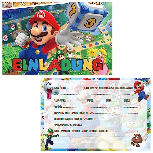 DHAEY Mario Einladungskarte, 12 Stück Super Mario Geburtstagseinladungskarte für Geburtstag Abschlussball Thema Partys(C) von DHAEY