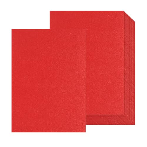 20 Blatt A4 rotes Glitzer-Kartonpapier, dickes Glitzer-Bastelpapier, 250 g/m², glitzernder Karton für Sammelalben, Bastelprojekte, Grußkarten, Hochzeit, Geburtstag, Party-Dekoration (rot) von DHAIQC