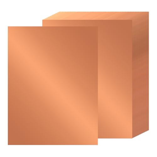 24 Blatt rotgoldenes Spiegelkartonpapier, A4, 41,7 kg/250 g/m², Metallic-Karton, Goldfolie, glänzend, für Bastelarbeiten, Scrapbooking, Kartenherstellung, Einladungen, Party-Dekoration (Roségold) von DHAIQC