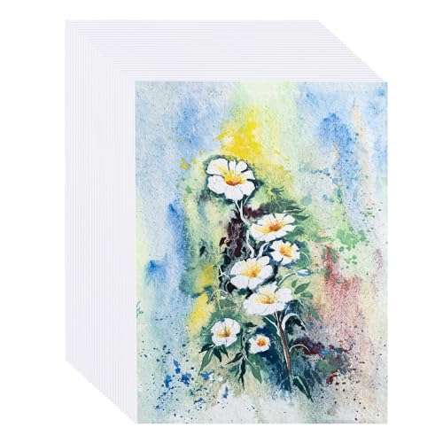 50 Blätter Aquarellpapier A6 300g, Aquarellblock Aquarell Papier Baumwollpapier, Kaltgepresstes Aquarell Papier Karten, Zeichenpapier, Watercolor Paper, Malpapier für Aquarellfarben Postkarten (A6) von DHAIQC