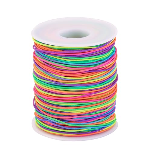 Gummiband für Armbänder 1mm X 100m, Regenbogen Armband Schnur Nylonschnur Elastisches Band für Armbänder, Halsketten, Perlenschnur, Schmuck Herstellung (Regenbogen) von DHAIQC