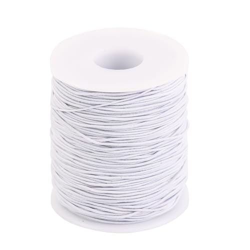 Gummiband für Armbänder 1mm X 100m, Weiß Armband Schnur Nylonschnur Elastisches Band für Armbänder, Halsketten, Perlenschnur, Schmuck Herstellung (Weiß) von DHAIQC