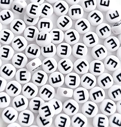 DHARIS 100 STÜCKE Buchstabenperlen 4 x 7 mm Acryl-Alphabet-Perlen zur Schmuckherstellung, weiße runde Vokal-Buchstaben-E-Perlen für Armbänder, Halsketten, DIY DHARIS 100 STÜCKE Buchstabenperlen 4 x 7 mm Acryl-Alphabet-Perlen zur Schmuckherstellung, weiße runde Vokal-Buchstaben-E-Perlen für Armbänder, Halsketten, DIY von DHARIS