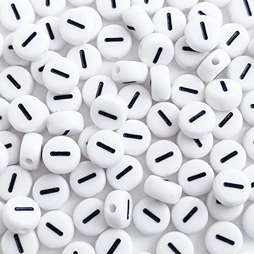 DHARIS 100 STÜCKE Buchstabenperlen 4 x 7 mm weiße runde Acryl-Alphabet-Perlen Vokal-Buchstaben-I-Perlen für die Schmuckherstellung, Perlen für Armbänder, die DIY-Halsketten herstellen von DHARIS