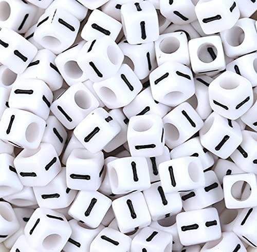 DHARIS 100 STÜCKE Buchstabenperlen 6 x 6 mm Weißer Würfel Acryl Alphabet Perlen Vokal Buchstaben I Perlen für die Schmuckherstellung, Perlen für Armbänder Basteln DIY Halsketten (I-100 Stück) von DHARIS