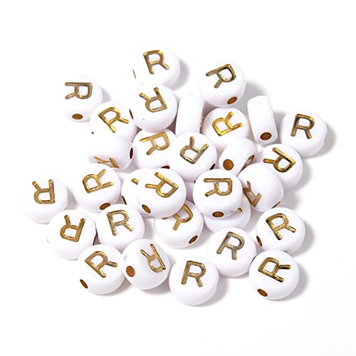 DHARIS 100 STÜCKE Buchstabenperlen Gold Buchstabe Weiß Runde Acryl Alphabet Perlen Buchstaben A ~ Z Perlen für die Schmuckherstellung Armbänder Halsketten Schlüsselanhänger DIY 4X7mm (100 STÜCKE-R) DHARIS 100 STÜCKE Buchstabenperlen Gold Buchstabe Weiß Runde Acryl Alphabet Perlen Buchstaben A ~ Z Perlen für die Schmuckherstellung Armbänder Halsketten Schlüsselanhänger DIY 4X7mm (100 STÜCKE-R) von DHARIS