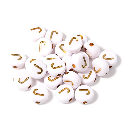 DHARIS 100 STÜCKE Buchstabenperlen Gold Buchstabe Weiß Runde Acryl Alphabet Perlen Buchstaben A ~ Z Perlen für die Schmuckherstellung Armbänder Halsketten Schlüsselanhänger DIY 4X7mm (100 STÜCKE-J) DHARIS 100 STÜCKE Buchstabenperlen Gold Buchstabe Weiß Runde Acryl Alphabet Perlen Buchstaben A ~ Z Perlen für die Schmuckherstellung Armbänder Halsketten Schlüsselanhänger DIY 4X7mm (100 STÜCKE-J) von DHARIS
