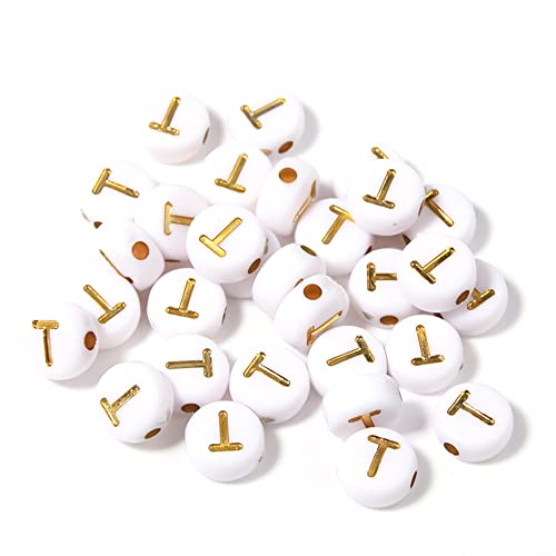 DHARIS 100 STÜCKE Buchstabenperlen Gold Buchstabe Weiß Runde Acryl Alphabet Perlen Buchstaben A ~ Z Perlen für die Schmuckherstellung Armbänder Halsketten Schlüsselanhänger DIY 4X7mm (100 STÜCKE-T) DHARIS 100 STÜCKE Buchstabenperlen Gold Buchstabe Weiß Runde Acryl Alphabet Perlen Buchstaben A ~ Z Perlen für die Schmuckherstellung Armbänder Halsketten Schlüsselanhänger DIY 4X7mm (100 STÜCKE-T) von DHARIS