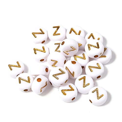 DHARIS 100 STÜCKE Buchstabenperlen Gold Buchstabe Weiß Runde Acryl Alphabet Perlen Buchstaben A ~ Z Perlen für die Schmuckherstellung Armbänder Halsketten Schlüsselanhänger DIY 4X7mm (100 STÜCKE-Z) DHARIS 100 STÜCKE Buchstabenperlen Gold Buchstabe Weiß Runde Acryl Alphabet Perlen Buchstaben A ~ Z Perlen für die Schmuckherstellung Armbänder Halsketten Schlüsselanhänger DIY 4X7mm (100 STÜCKE-Z) von DHARIS