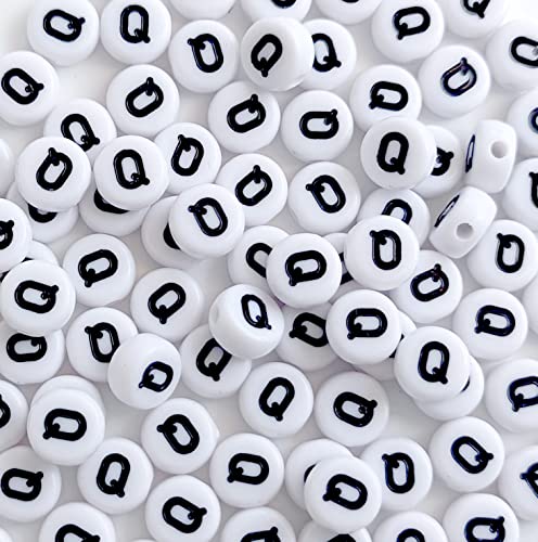DHARIS 100 STÜCKE Buchstabenperlen Weiß Runde Acryl Alphabet Perlen Buchstabe Q Perlen für Schmuckherstellung Armbänder Halsketten Schlüsselanhänger DIY 4X7mm DHARIS 100 STÜCKE Buchstabenperlen Weiß Runde Acryl Alphabet Perlen Buchstabe Q Perlen für Schmuckherstellung Armbänder Halsketten Schlüsselanhänger DIY 4X7mm von DHARIS