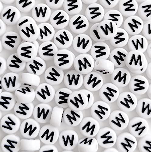 DHARIS 100 STÜCKE Buchstabenperlen Weiß Runde Acryl Alphabet Perlen Buchstabe W Perlen für Schmuckherstellung Armbänder Halsketten Schlüsselanhänger DIY 4X7mm DHARIS 100 STÜCKE Buchstabenperlen Weiß Runde Acryl Alphabet Perlen Buchstabe W Perlen für Schmuckherstellung Armbänder Halsketten Schlüsselanhänger DIY 4X7mm von DHARIS