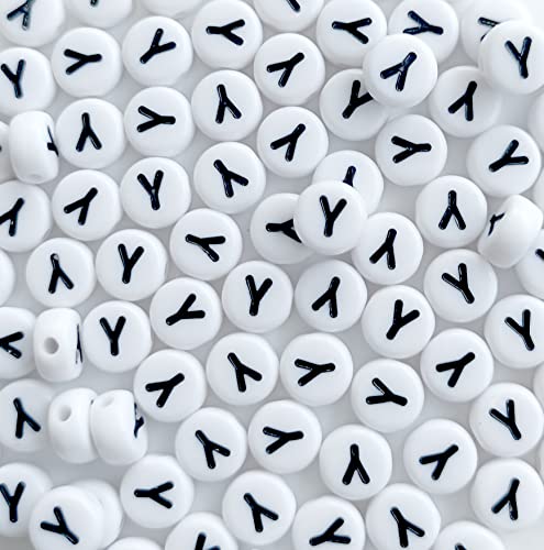 DHARIS 100 STÜCKE Buchstabenperlen Weiß Runde Acryl Alphabet Perlen Buchstabe Y Perlen für Schmuckherstellung Armbänder Halsketten Schlüsselanhänger DIY 4X7mm DHARIS 100 STÜCKE Buchstabenperlen Weiß Runde Acryl Alphabet Perlen Buchstabe Y Perlen für Schmuckherstellung Armbänder Halsketten Schlüsselanhänger DIY 4X7mm von DHARIS