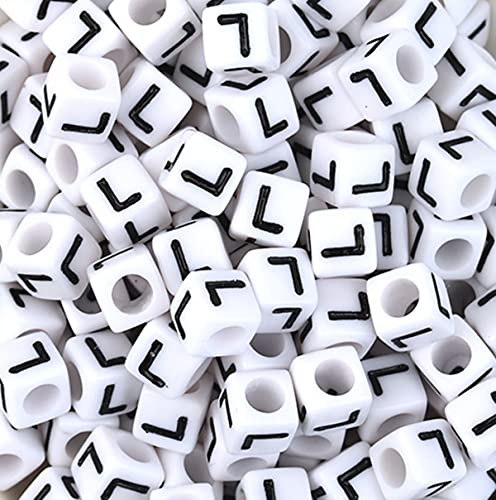 DHARIS 100 STÜCKE Buchstabenperlen Weißer Würfel Acryl Alphabetperlen Buchstabe L Perlen für die Schmuckherstellung Armbänder Halsketten Schlüsselanhänger DIY 6X6mm (L-100 Stück) von DHARIS