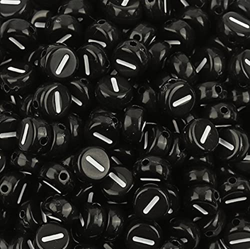 DHARIS 100 Stück 4 × 7 mm schwarze runde Acryl-Alphabet-Buchstaben-Perlen Vokal-Buchstaben-I-Perlen für die Schmuckherstellung, Armbänder, Halsketten, Schlüsselanhänger (I-100 Stück) von DHARIS