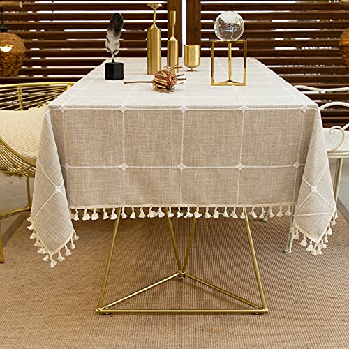DHBHZD Tischdecke 110x110cm Quaste Baumwolle Leinen Tischdecke für Küche Esszimmer Faltenfreie Tischdecken Rechteck / Länglich von DHBHZD