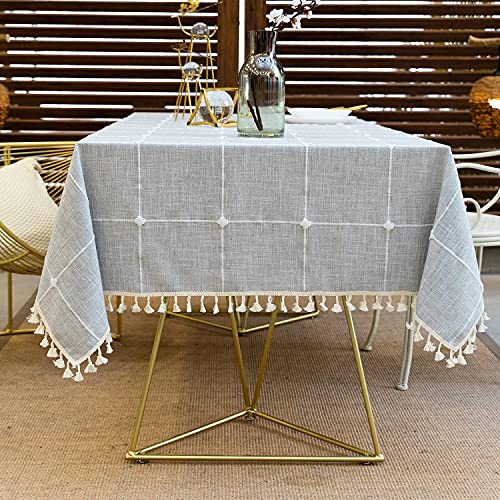 DHBHZD Tischdecke 110x160cm Quaste Baumwolle Leinen Tischdecke für Küche Esszimmer Faltenfreie Tischdecken Rechteck / Länglich von DHBHZD