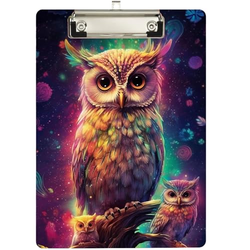 DHEEBFWE Modisches Klemmbrett, personalisiertes Klemmbrett-Design, mit niedrigem Profil, Metallclip, einziehbare Lasche zum Aufhängen, Standard-A4-Briefgröße, 22,9 x 32,8 cm, niedliche Eule DHEEBFWE Modisches Klemmbrett, personalisiertes Klemmbrett-Design, mit niedrigem Profil, Metallclip, einziehbare Lasche zum Aufhängen, Standard-A4-Briefgröße, 22,9 x 32,8 cm, niedliche Eule von DHEEBFWE
