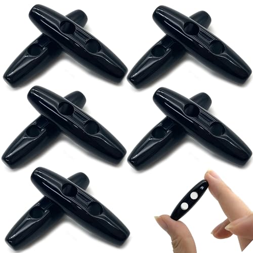 DHER 10 Stück Knebelknöpfe Toggle oval Knebel Horn Toggle Nähen Knöpfe Acryl Toggle Knöpfe, Oval Doppelloch Pullover Mantel Knöpfe, Harz Nähknöpfe für DIY Kleidung Nähzubehör (Schwarz, 39MM) DHER 10 Stück Knebelknöpfe Toggle oval Knebel Horn Toggle Nähen Knöpfe Acryl Toggle Knöpfe, Oval Doppelloch Pullover Mantel Knöpfe, Harz Nähknöpfe für DIY Kleidung Nähzubehör (Schwarz, 39MM) von DHER