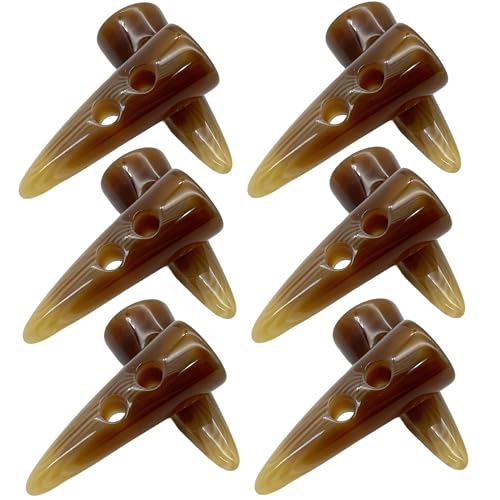 DHER 12 pcs Hornschnalle knebelknöpfe knebelknopfverschlüsse dufflecoat verschluss strickjacke Kuhhornförmige gemusterte Harzknöpfe für Pullover Trenchcoat Jacke Rucksäcke (hellbraun, 5cm) von DHER