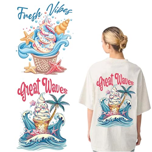 DHER 2 Stück Sommer Eiscreme Bügelbilder Wärmeübertragung Aufbügler Wärmetransfer-Vinyl T-Shirt bunte Wärmeübertragung Bügelaufkleber, Wärmeübertragung dekorative Aufkleber DIY Iron-On Aufkleber (A) DHER 2 Stück Sommer Eiscreme Bügelbilder Wärmeübertragung Aufbügler Wärmetransfer-Vinyl T-Shirt bunte Wärmeübertragung Bügelaufkleber, Wärmeübertragung dekorative Aufkleber DIY Iron-On Aufkleber (A) von DHER