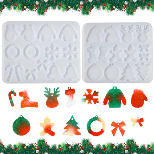 DHER 2 Stück Weihnachtsmotiv Silikonformen,Epoxidharz Formen DIY Charms Anhänger Gießform 14 Mini Kostüm Anhänger Silikonformen, DIY Dekoration Tropfen Kleber Formen, Anhänger Basteln Gießform (A) DHER 2 Stück Weihnachtsmotiv Silikonformen,Epoxidharz Formen DIY Charms Anhänger Gießform 14 Mini Kostüm Anhänger Silikonformen, DIY Dekoration Tropfen Kleber Formen, Anhänger Basteln Gießform (A) von DHER
