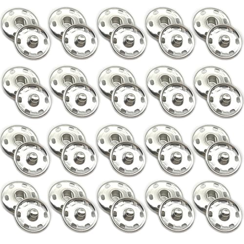 DHER 20 Paar Druckknöpfe Annähen Druckknöpfe aus Metall Metallknöpfe mit hohlem Blütenblatt, Mantel Trenchcoat unsichtbare versteckte Knöpfe, Nähen Druckknöpfe, Metalldruckknöpfe (Silber A, 21mm) von DHER