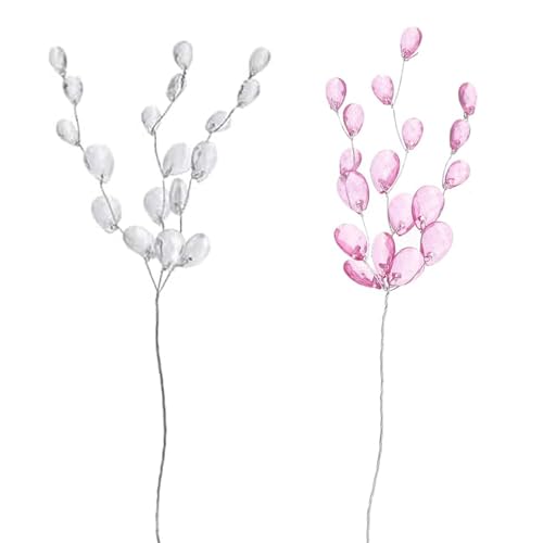 DHER 20 Stück Blumenzweige Aus Acrylperlen Zweige aus Acrylperlen transparente DIY Flache Teardrops auf Spießen, für Heimdekoration, Hochzeitshaarkränze, Party (A) von DHER