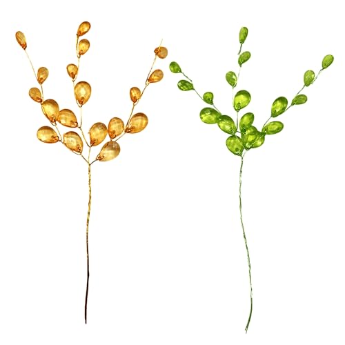 DHER 20 Stück Blumenzweige Aus Acrylperlen Zweige aus Acrylperlen transparente DIY Flache Teardrops auf Spießen, für Heimdekoration, Hochzeitshaarkränze, Party (B) von DHER