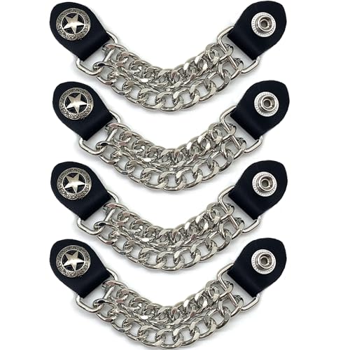 DHER 4 Stück Weste Westenknöpfe Motorrad Westen Extender Biker Westen Extender Westen-Schnalle Westenverlängerungskette Hip-Hop-Westen Legierung Bekleidungszubehör Kette Kleidungsknöpfe (B) von DHER
