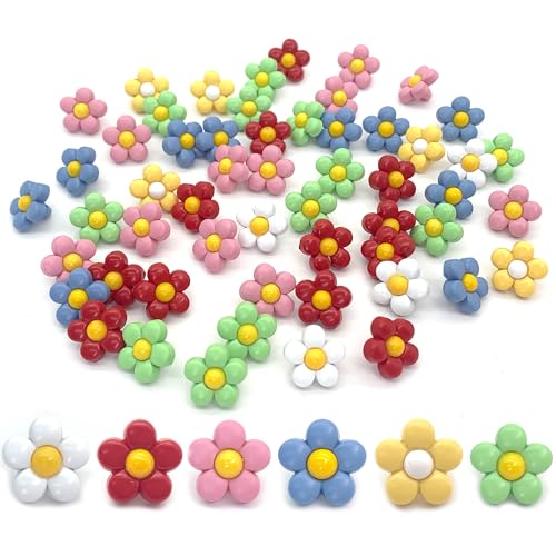 DHER 48 Stück kleine frische Blumenknöpfe, Candy Farben Kleine Knöpfe Dekorative Knopf bunte süße handgenähte Haarschmuck Schmuck Kleidung dekorative süße Knöpfe (Farblich, 15mm) DHER 48 Stück kleine frische Blumenknöpfe, Candy Farben Kleine Knöpfe Dekorative Knopf bunte süße handgenähte Haarschmuck Schmuck Kleidung dekorative süße Knöpfe (Farblich, 15mm) von DHER