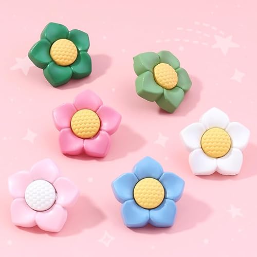 DHER 48 Stück kleine frische Blumenknöpfe, Candy Farben Kleine Knöpfe Dekorative Knopf bunte süße handgenähte Knöpfe, Haarschmuck Schmuck Kleidung dekorative süße (C, 19mm) von DHER