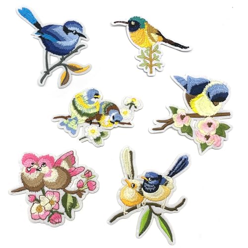 DHER 6pcs Kirschblüten Bügelflicken Bestickte Aufnäher Stickereien Aufnäher Applikation für Kleidung Aufgestickter Aufnäher aus Stoff für Jacken, Jeans, Röcke, Rucksäcke und Hüte (F) von DHER