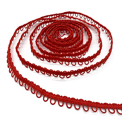 DHER Elastische Knopfloch Knopfloch Gestrickt Elastisches 4,5-Meter-Knopfloch-Seil-Damenkragen-elastische Schnalle, elastische elastische Knopflochdekoration aus Spitze, elastisches Knopfloch (Rot) von DHER