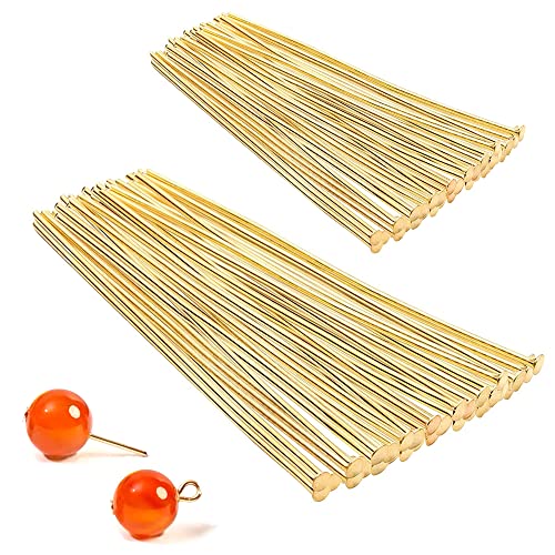 DHER Eye Pins OhrhäNger Diy Goldfarben Nietstifte 200 StüCk T-Nadel 0,7 Mm Drahtdurchmesser Flachkopfnadel 20 Mm / 30 Mm Lange T-Nadel Gold Flachkopf Diy zubehöR von DHER