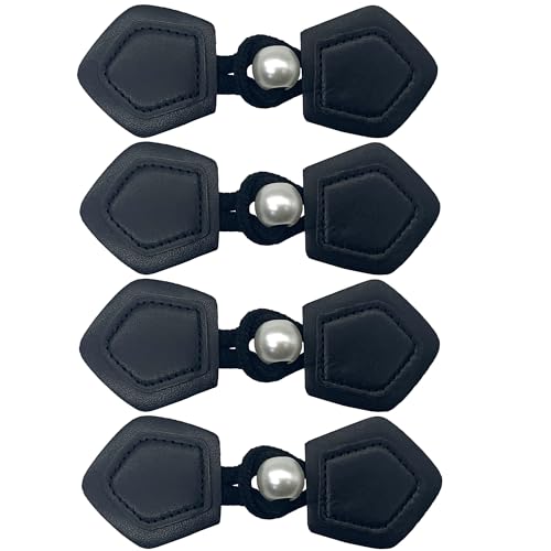 DHER Knöpfe Mit Verschluss für Mantel, Notizbuch, Jacken - 4 Paar Leder Buttons für Pullover, Windjacke - Harz Horn Knöpfe für Mode Rucksack (Schwarz 1) von DHER
