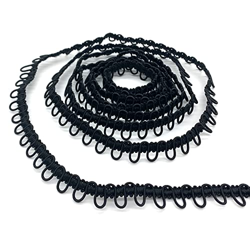 DHER Elastische Knopfloch Gestrickt Elastisches 4,5-Meter-Knopfloch-Seil-Damenkragen-elastische Schnalle, elastische elastische Knopflochdekoration aus Spitze, elastisches Knopfloch (Schwarz) von DHER