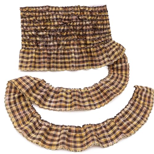 Gingham-Rüschen-Spitzenbesatz, plissiert, 4,5 m, geraffter Gingham-Stoffrand für Kleider, Hochzeitskleider, Handwerk, Heimdekoration (gelb) von DHFLYDH