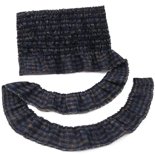 Gingham-Rüschen-Spitzenborte, plissiert, 4,5 m, geraffter Gingham-Stoffrand für Kleider, Hochzeitskleider, Handwerk, Heimdekoration (schwarz) von DHFLYDH
